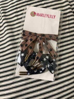 Marley Lilly Kids Star Print shoe laces - Brown & Navy